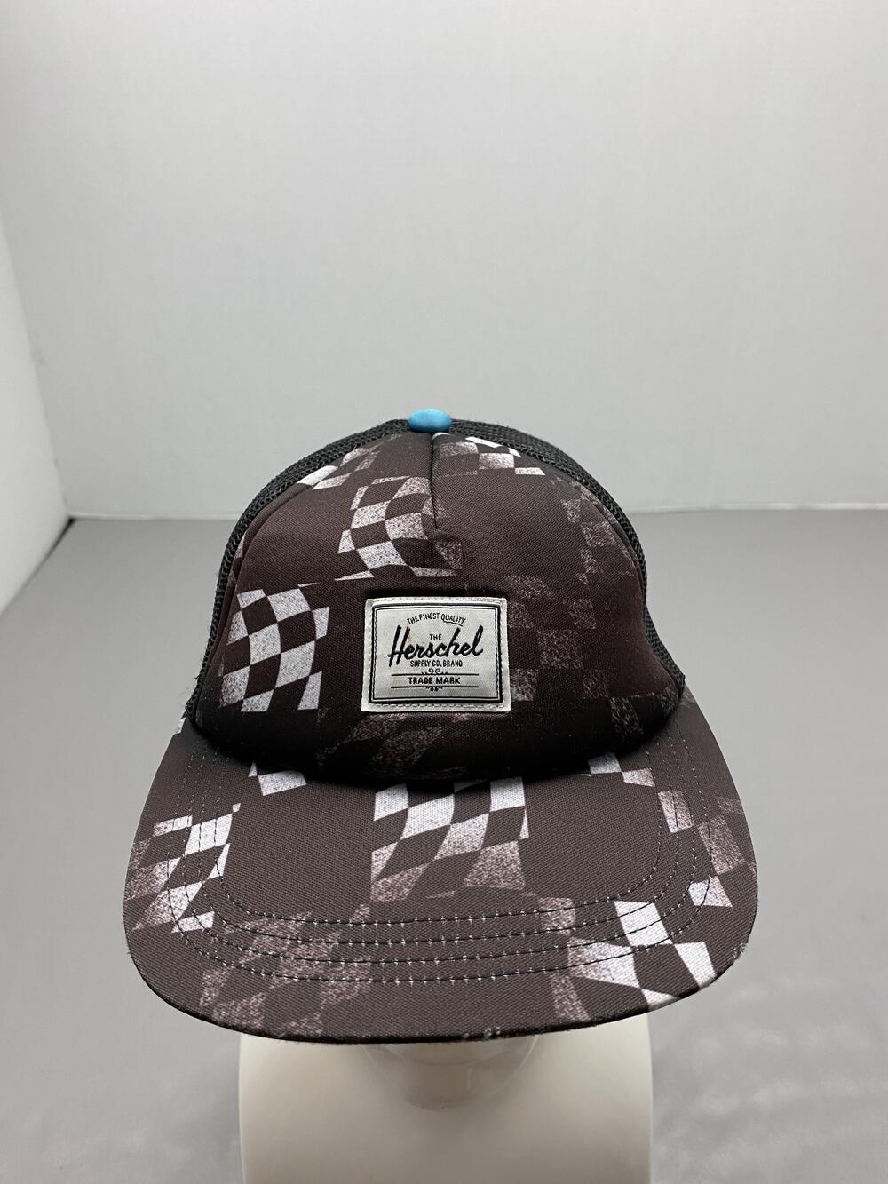 Herschel Hat Cap Trucker One Size Brown Check Pattern Mesh Back Adjustable